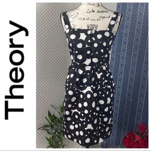 Theory Printed Pleated Cotton Dress